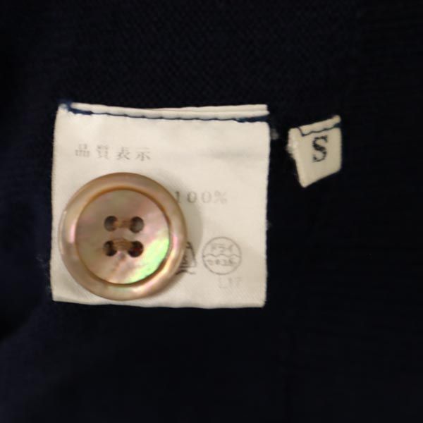 BARNEYS NEWYORK バーニーズニューヨーク ウール 長袖 ニット カーディガン S ネイビー Vネック メンズ