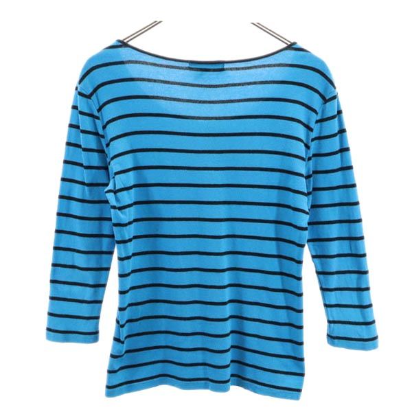 LAUREN RALPH LAUREN ローレンラルフローレン ボーダー 7分袖 ヘンリーネック Tシャツ M ブルー系 ロンT レディース