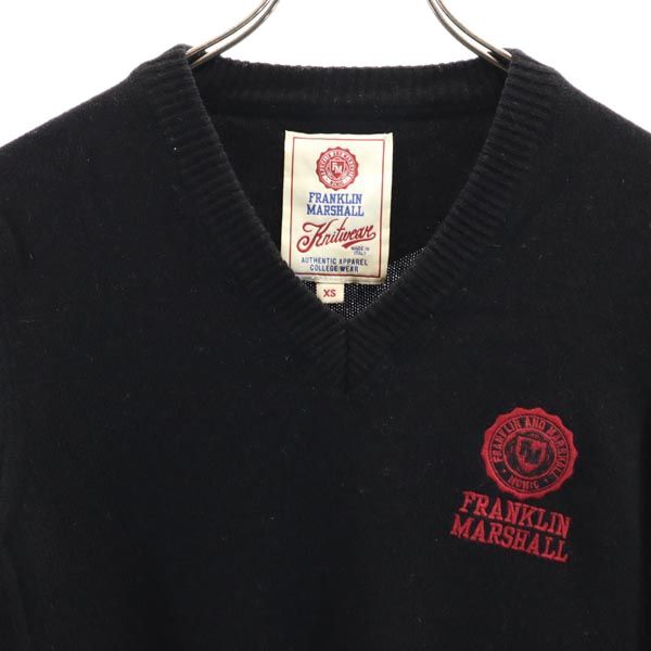 FRANKLIN&MARSHALL フランクリンマーシャル イタリア製 長袖 Vネック ニット XS ブラック系 セーター メンズ