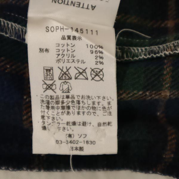 SOPHNET. ソフネット 日本製 チェック切替 長袖 ボタンダウンシャツ M ホワイト系 メンズ
