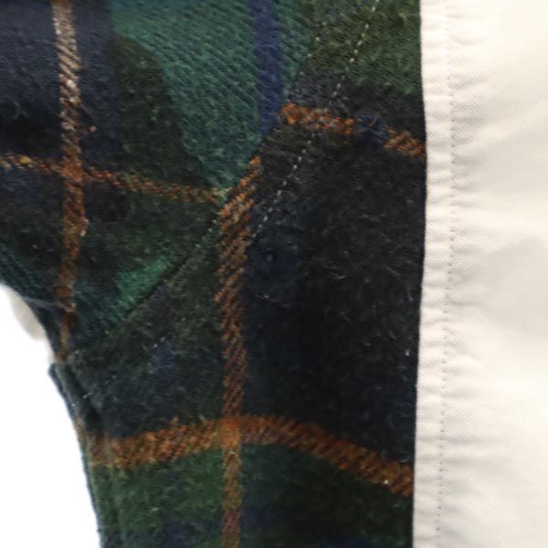 SOPHNET. ソフネット 日本製 チェック切替 長袖 ボタンダウンシャツ M ホワイト系 メンズ