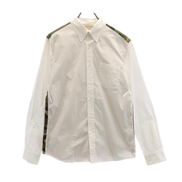 SOPHNET. ソフネット 日本製 カモフラ切替 長袖 ボタンダウンシャツ M ホワイト系 メンズ