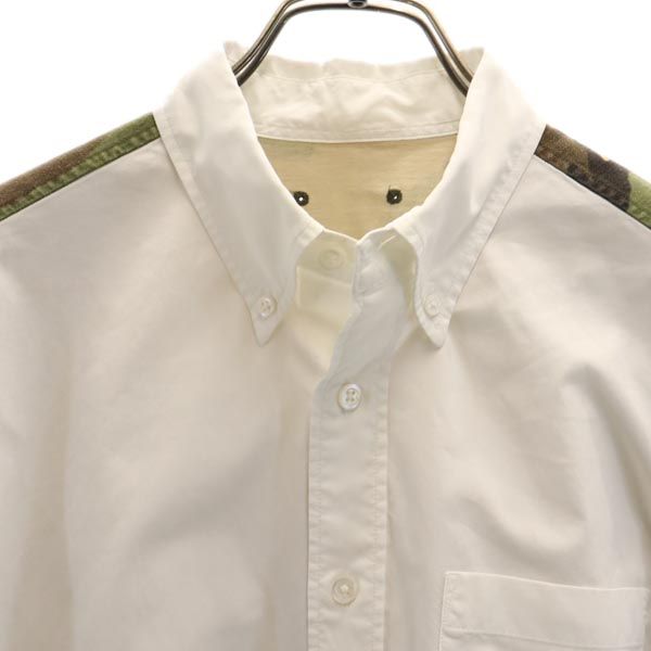 SOPHNET. ソフネット 日本製 カモフラ切替 長袖 ボタンダウンシャツ M ホワイト系 メンズ