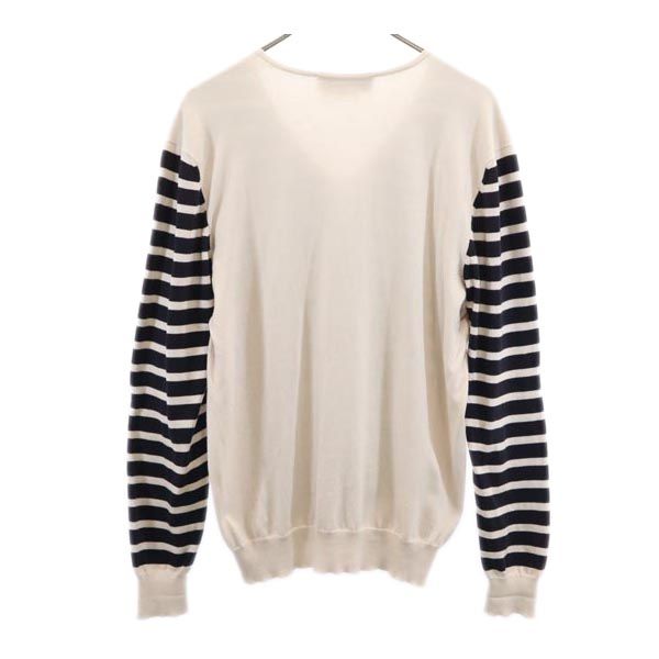 Salvatore Ferragamo サルヴァトーレフェラガモ イタリア製 ボーダー柄 長袖 コットン ニット M アイボリー 他 レディース