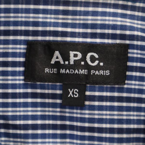 A.P.C. アーペーセー チェック柄 長袖 ボタンダウンシャツ XS ネイビー系 メンズ