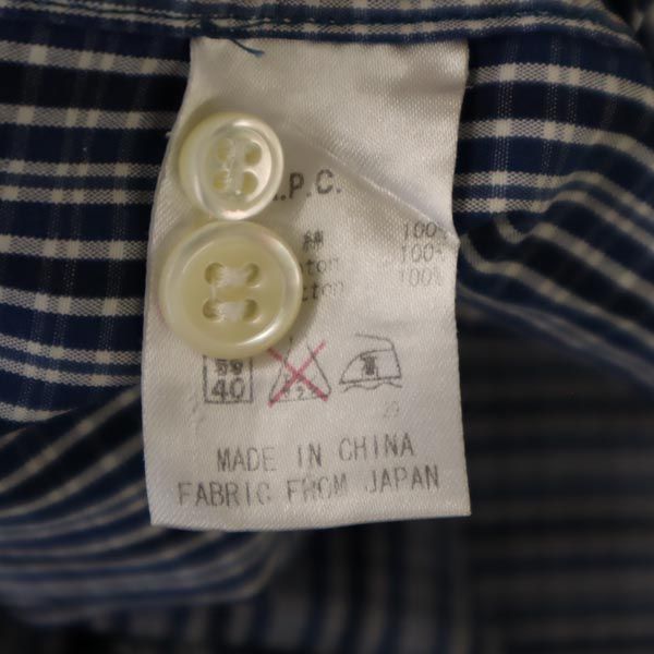 A.P.C. アーペーセー チェック柄 長袖 ボタンダウンシャツ XS ネイビー系 メンズ