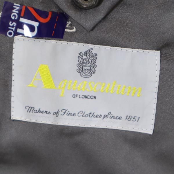 Aquascutum アクアスキュータム 日本製 ヘリンボーン柄 テーラードジャケット 96A6 グレー系 メンズ