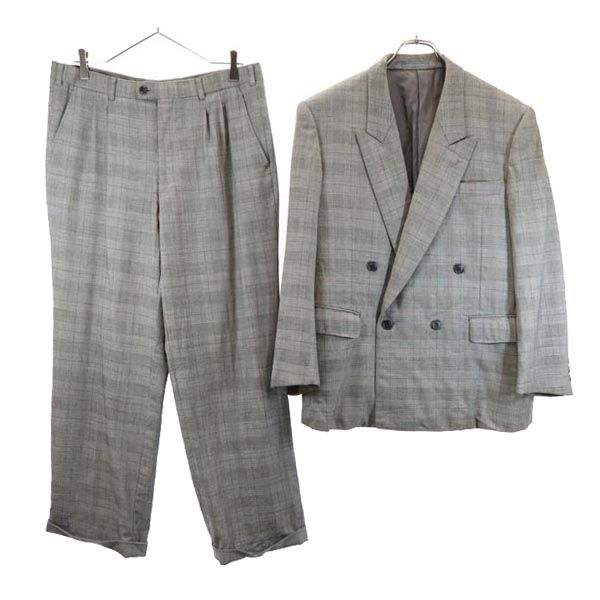 LANVIN ランバン ダブル スーツ 上下 セットアップ ST46-54 グレー系 メンズ