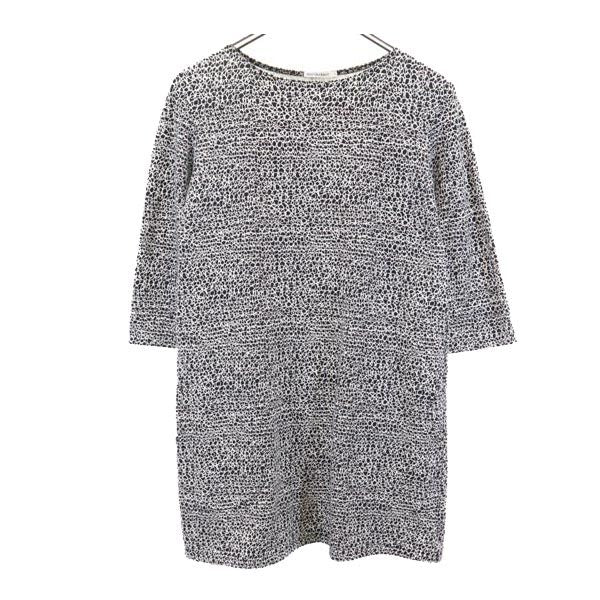 marimekko マリメッコ 総柄 7分袖 チュニック XS ブラック系 ワンピース カットソー レディース