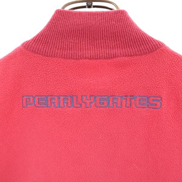 PEARLY GATES パーリーゲイツ アーガイル ゴルフ ジップアップ ニット ベスト 1 ピンク フリース 切替 ロゴ刺_ レディース