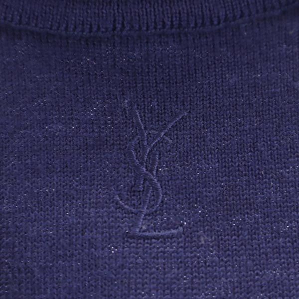 イヴサンローラン ウール 長袖 ニット M ネイビー系 YVES SAINT LAURENT 肩パット セーター レディース
