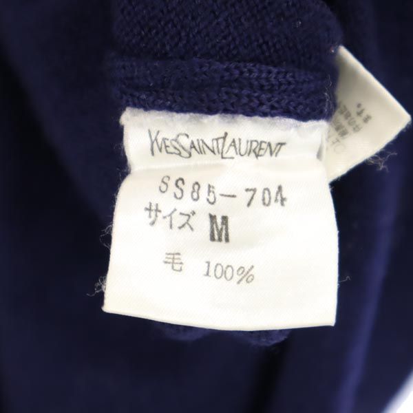 イヴサンローラン ウール 長袖 ニット M ネイビー系 YVES SAINT LAURENT 肩パット セーター レディース