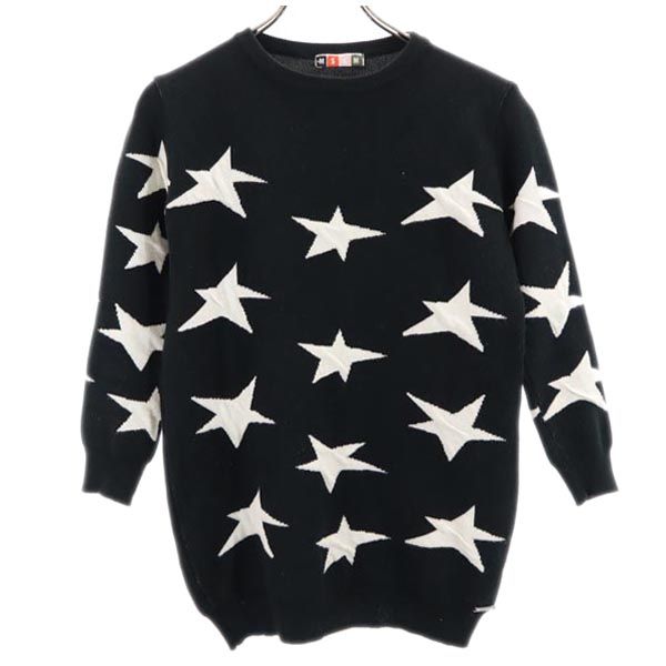 MSGM エムエスジーエム ウールブレンド 星 7分袖 ニット ブラック系 セーター レディース