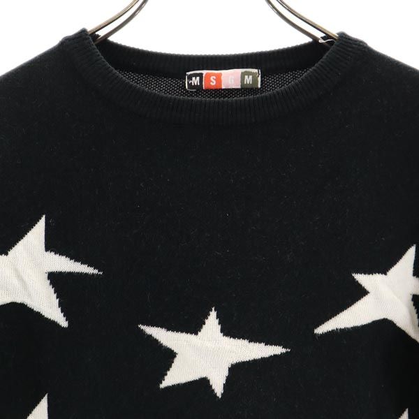 MSGM エムエスジーエム ウールブレンド 星 7分袖 ニット ブラック系 セーター レディース