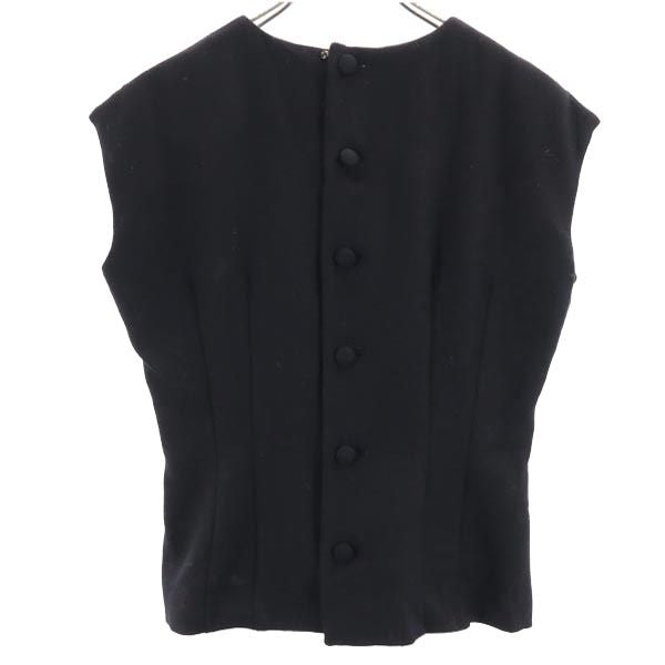 MAX MARA マックスマーラ ウール シルクブレンド ノースリーブ カットソー 9 ブラック系 バックボタン レディース