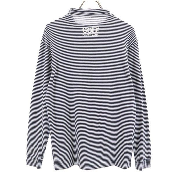 PEARLY GATES パーリーゲイツ 日本製 ボーダー ゴルフ 長袖 Tシャツ 4 ネイビー系 ロンT メンズ