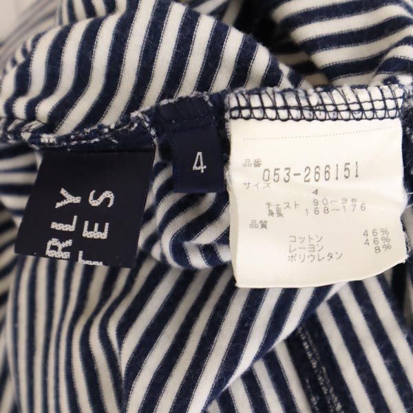 PEARLY GATES パーリーゲイツ 日本製 ボーダー ゴルフ 長袖 Tシャツ 4 ネイビー系 ロンT メンズ