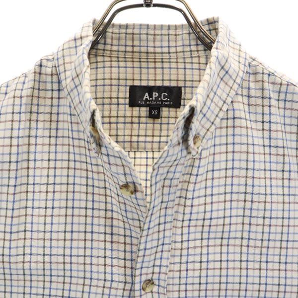 A.P.C. アーペーセー フランス製 チェック柄 長袖 ボタンダウンシャツ XS メンズ