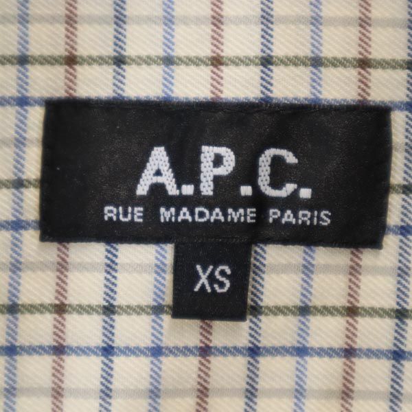 A.P.C. アーペーセー フランス製 チェック柄 長袖 ボタンダウンシャツ XS メンズ