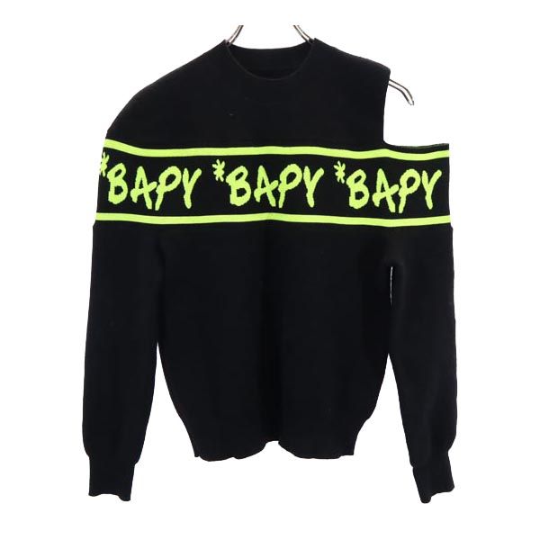 BAPY BY A BATHING APE ベイピーバイアベイシングエイプ 長袖 アシンメトリー ニット XS ブラック オープンショルダー レディース