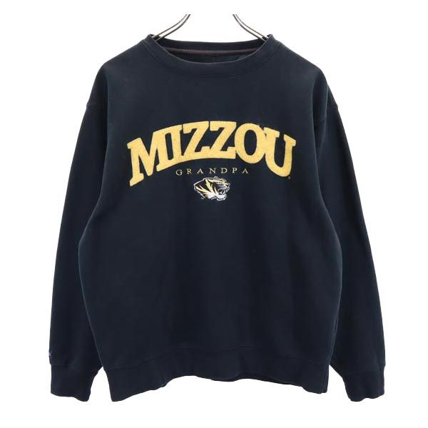 JANSPORTS ジャンスポーツ 長袖 スウェット トレーナー M ブラック 刺繍 ワッペン 裏起毛 メンズ