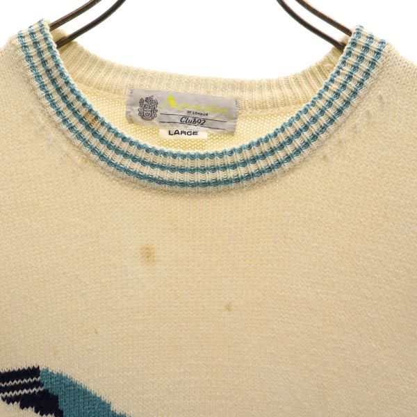 Aquascutum アクアスキュータム 長袖 コットン ニット L ベージュ系 メンズ