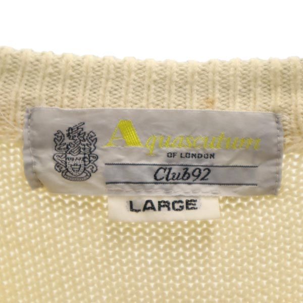 Aquascutum アクアスキュータム 長袖 コットン ニット L ベージュ系 メンズ