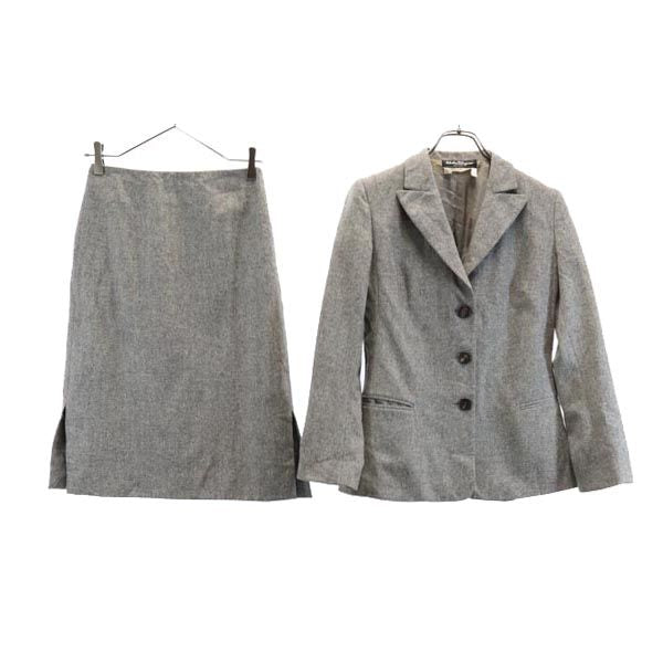 Salvatore Ferragamo サルヴァトーレフェラガモ イタリア製 ウールブレンド スカートスーツ 上下 セットアップ I38 グレー系 レディース