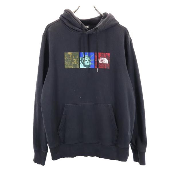 THE NORTH FACE ノースフェイス プリント 長袖 スウェット トレーナー M ブラック アウトドア メンズ