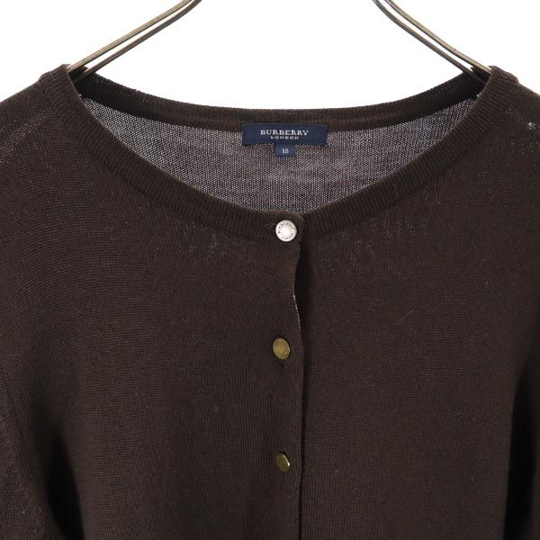 BURBERRY バーバリー 三陽商会 ウール 長袖 カーディガン 15BR ブラウン 裏起毛 レディース