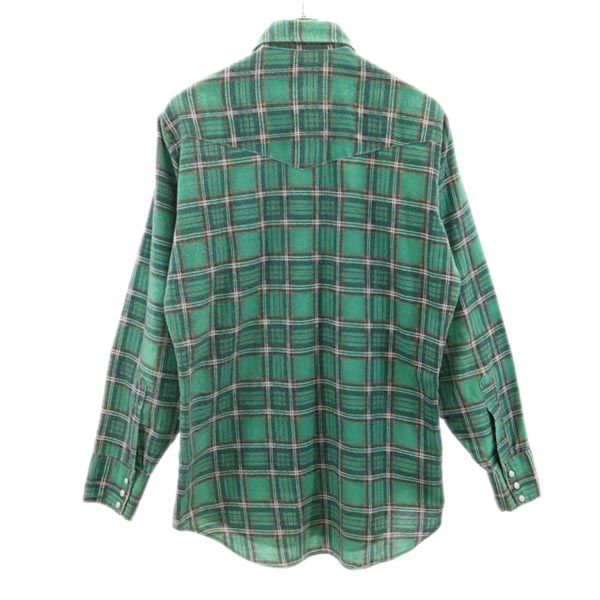 エライプレインズ 80s 90s オールド チェック柄 長袖 ウエスタンシャツ 15-34 グリーン系 ELY PLAINS メンズ