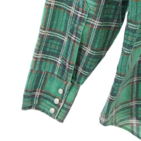 エライプレインズ 80s 90s オールド チェック柄 長袖 ウエスタンシャツ 15-34 グリーン系 ELY PLAINS メンズ