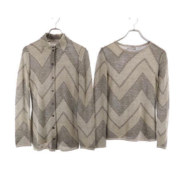 SPORT MISSONI スポーツミッソーニ イタリア製 ウールブレンド 長袖 アンサンブル 44 茶系 カーディガン レディース