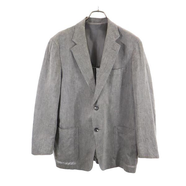 LANVIN ランバン 日本製 リネンブレンド テーラードジャケット B46 グレー メンズ