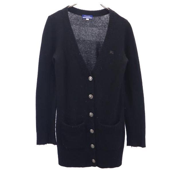 BURBERRY BLUE LABEL バーバリーブルーレーベル 三陽商会 ウールブレンド 長袖 ニット カーディガン 38 ブラック Vネック レディース