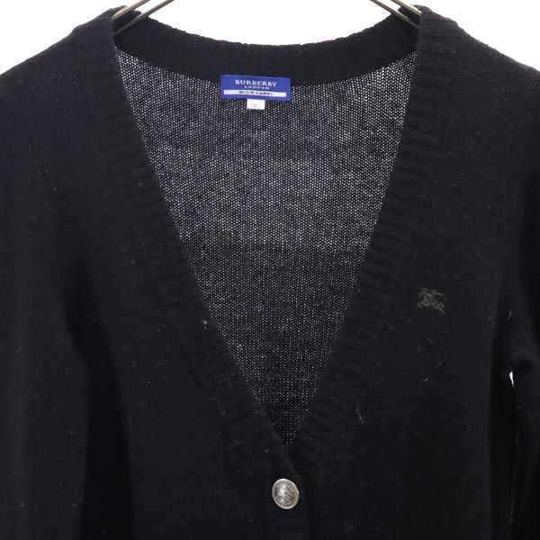 BURBERRY BLUE LABEL バーバリーブルーレーベル 三陽商会 ウールブレンド 長袖 ニット カーディガン 38 ブラック Vネック レディース