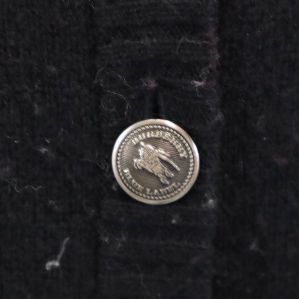 BURBERRY BLUE LABEL バーバリーブルーレーベル 三陽商会 ウールブレンド 長袖 ニット カーディガン 38 ブラック Vネック レディース