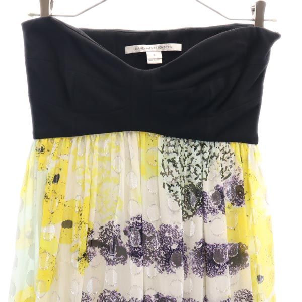 DIANE VON FURSTENBERG ダイアンフォンファステンバーグ シルクブレンド ノースリーブ チューブトップ ワンピース 0 黄系 レディース