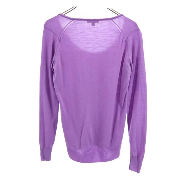 JOHN SMEDLEY ジョンスメドレー 英国製 ウール 長袖 ニット M パープル セーター レディース