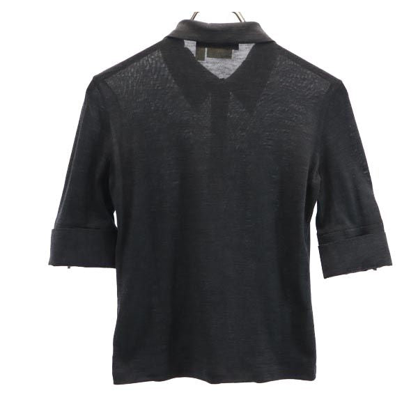 サルヴァトーレフェラガモ イタリア製 ウールシルクブレンド 7分袖 シャツ I38 グレー系 Salvatore Ferragamo レディース