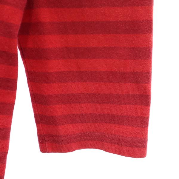 marimekko マリメッコ フィンランド製 ボーダー柄 7分袖 カットソー S レッド トップス レディース