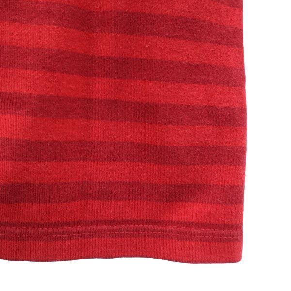 marimekko マリメッコ フィンランド製 ボーダー柄 7分袖 カットソー S レッド トップス レディース