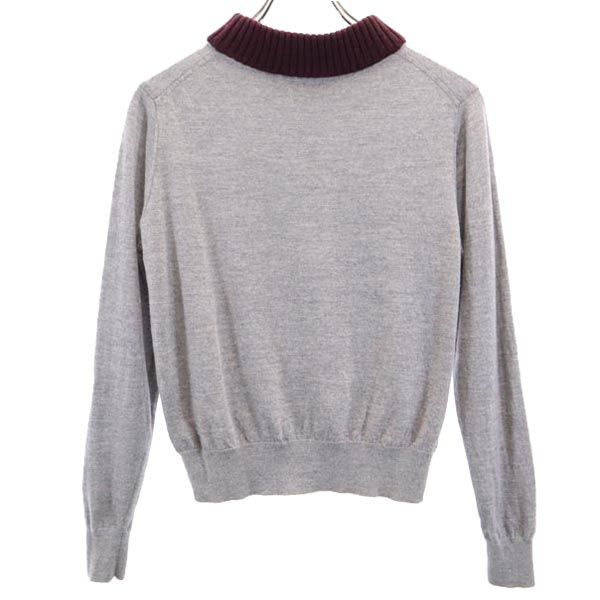 ACNE STUDIOS アクネストゥディオズ ウール 長袖 ニット S グレー×ボルドー セーター レディース