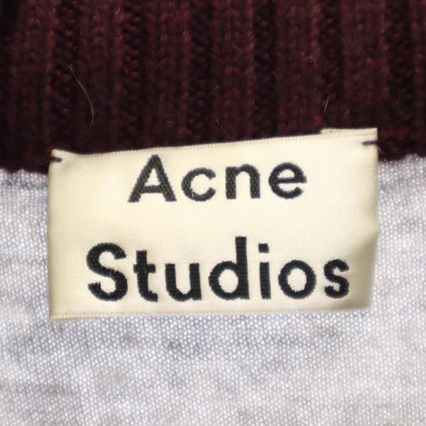 ACNE STUDIOS アクネストゥディオズ ウール 長袖 ニット S グレー×ボルドー セーター レディース