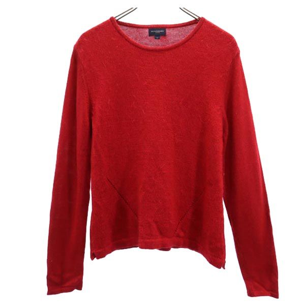 BURBERRY バーバリー 三陽商会 日本製 ウールモヘヤブレンド ゴルフ 長袖 ニット L 赤 セーター メンズ