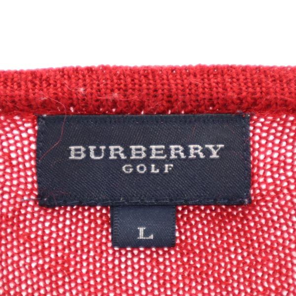 BURBERRY バーバリー 三陽商会 日本製 ウールモヘヤブレンド ゴルフ 長袖 ニット L 赤 セーター メンズ