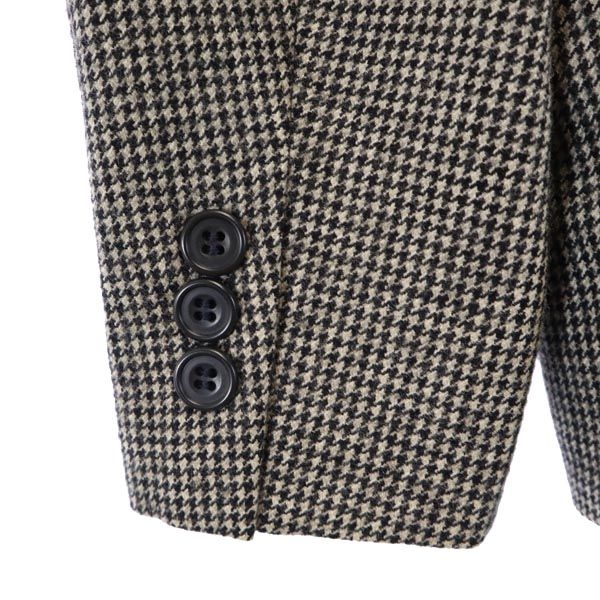 Burberrys バーバリーズ 90s オールド ウール 千鳥柄 テーラードジャケット 7Y1 黒×グレー レディース