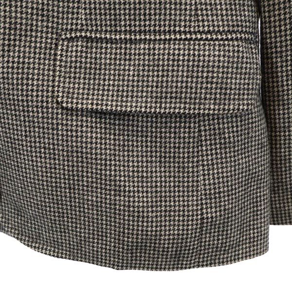 Burberrys バーバリーズ 90s オールド ウール 千鳥柄 テーラードジャケット 7Y1 黒×グレー レディース