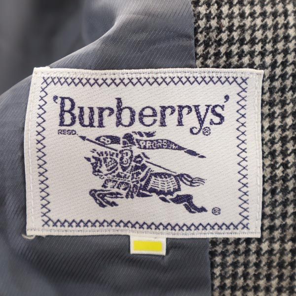 Burberrys バーバリーズ 90s オールド ウール 千鳥柄 テーラードジャケット 7Y1 黒×グレー レディース