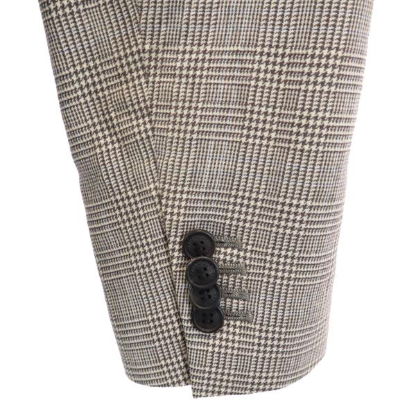 FACTOTUM ファクトタム 日本製 ウール グレンチェック柄 テーラードジャケット 48 グレー ダブルボタン メンズ